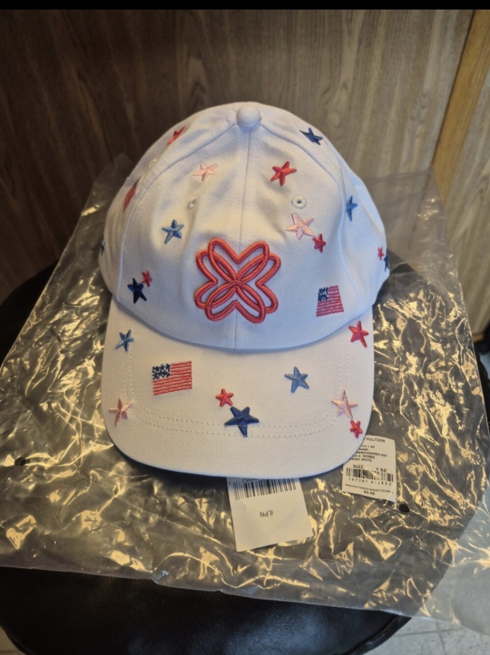 Lilly Pulitzer Resort White Embroidered Stars & Stripes Baseball Cap